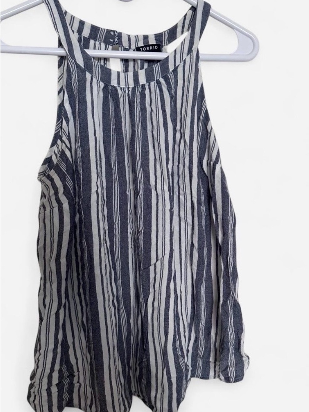 torrid Navy and White Striped Halter Tank Top